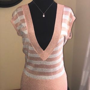 GORGEOUS baby pink & cream Bebe blouse